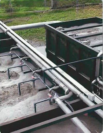 Environmental engineering pipework within a wastewater treatment facility
